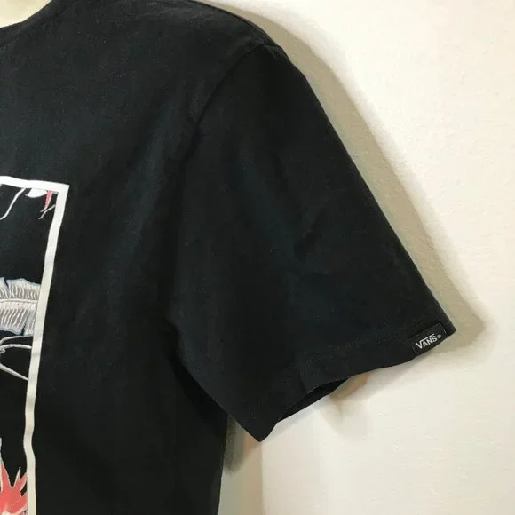 Vans Off the Wall Black Crop T-shirt SMALL S Spider Skateboard Crewneck - Picture 4 of 8